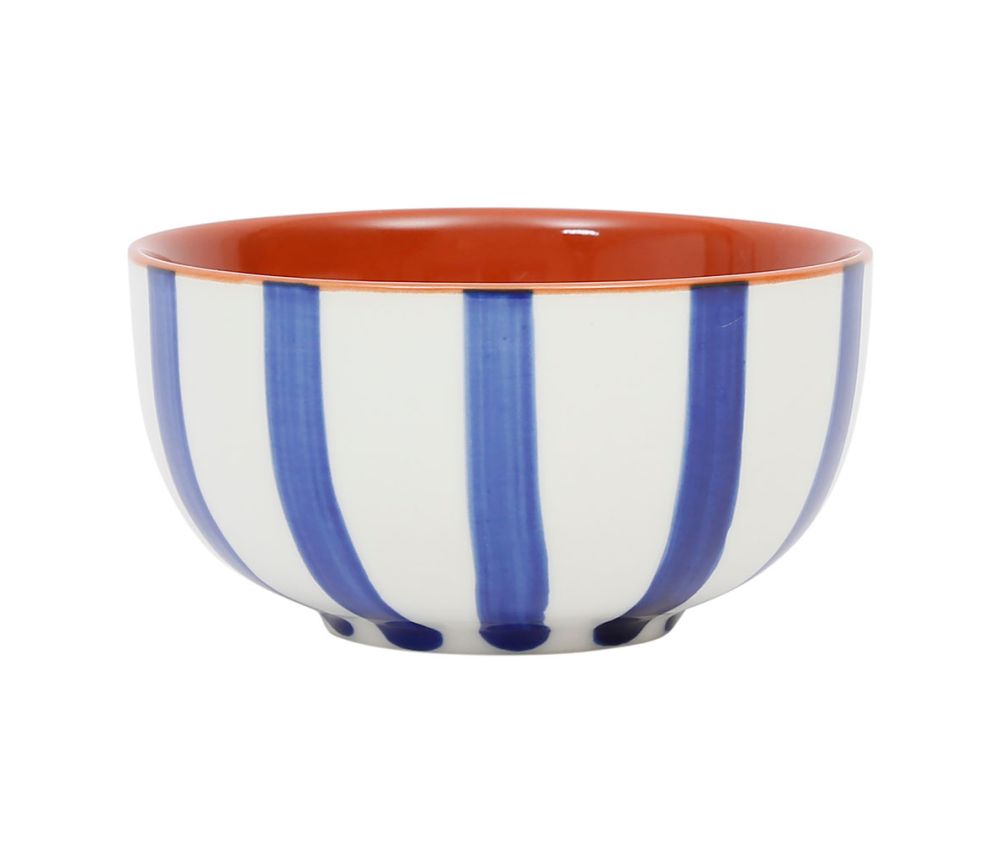 bol coupelle alaria rayures bleu blanc - grès - 35 cl - SEMA - COTE TABLE