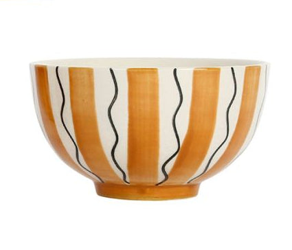 bol coupelle rayure madeira - grès - 3 couleurs assorties - beige terra caramel - 35 cl - SEMA DESIGN - COTE TABLE