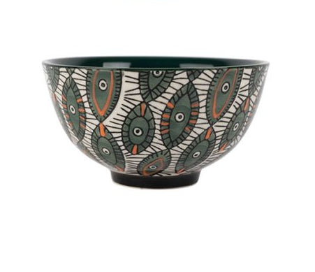 bol coupelle ethnic - grès - 4 décors  assortis - motif géométriques - 35 cl - SEMA DESIGN - COTE TABLE