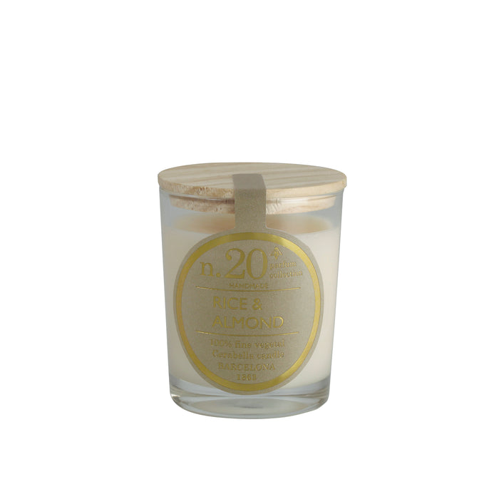 bougie parfumée -poudre de riz et amande- pot en verre - couvercle bois - numbers 20 - cerabella