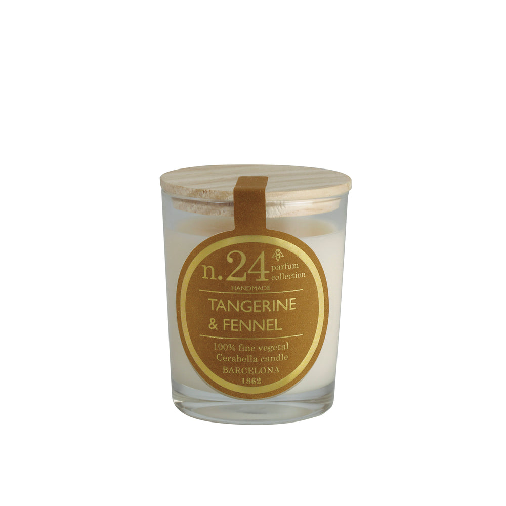 bougie parfumée - mandarine et fenouil - pot en verre - couvercle bois - numbers 24- cerabella