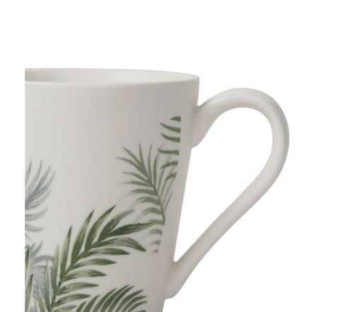mug porcelaine blanche - collection papaye - motif végétal vert - 35cl - coffret cadeau 4 mugs - SEMA DESIGN