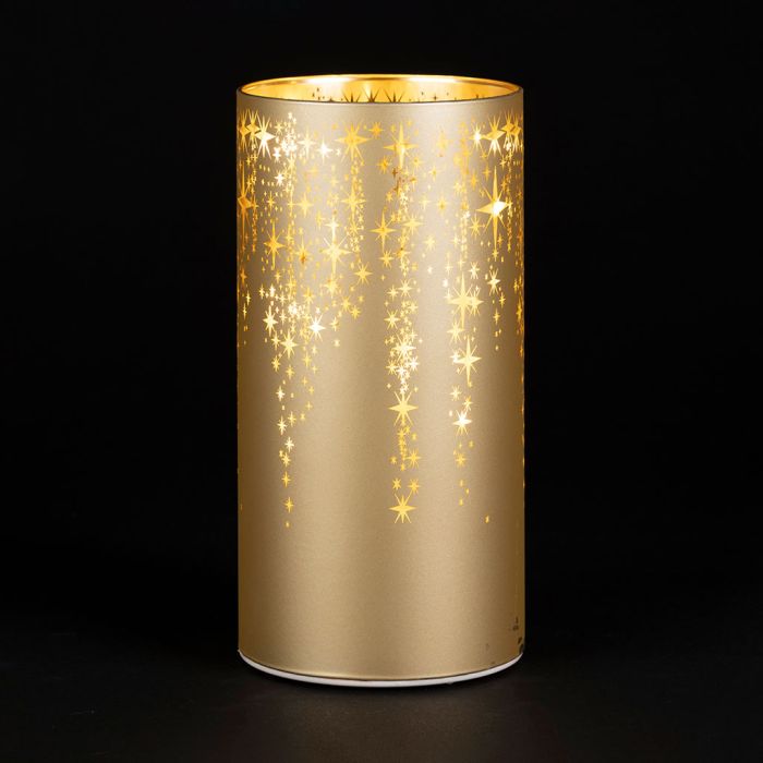 photophore verre LED - doré - étoile - diamètre 10 cm hauteur 20 cm - LED - SEMA DESIGN - COTE TABLE