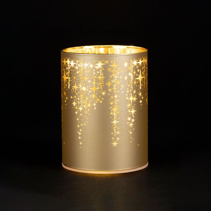 photophore verre LED - doré - étoile - diamètre 9 cm hauteur 12 cm - LED - SEMA DESIGN - COTE TABLE