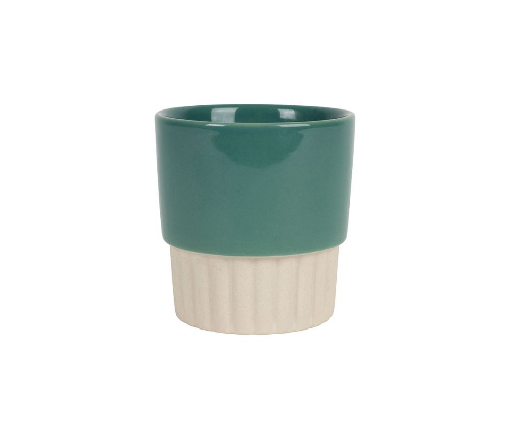 gobelet tasse à café tasse à thé cannelé - 25cl - grés - émeraude - grès - filtre inox - SEMA DESIGN - COTE TABLE