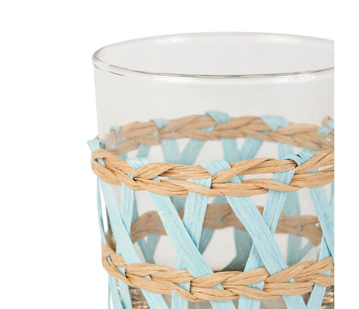 verre à eau - verre à apéritif - verre à jus de fruits - 25cl - lacy - raphia extérieur couleur assorti - lot de 6 - sema design