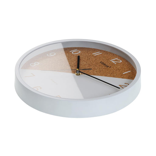 horloge ronde 30 cm - plastique blanc effet liège - mécanisme silencieux