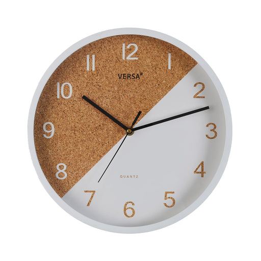 horloge ronde 30 cm - plastique blanc effet liège - mécanisme silencieux