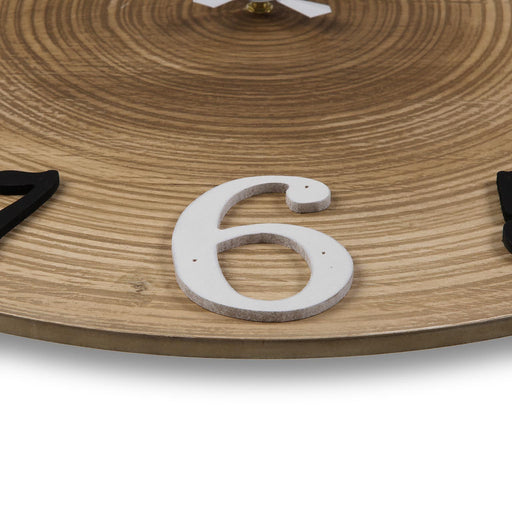 horloge bois naturel - chiffres noirs et blancs - diamètre 60cm - VERSA HOME