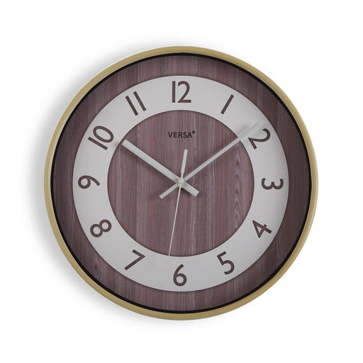 horloge ronde imitation bois - diamètre 30 cm - plastique - mouvement aiguilles continu - VERSA HOME