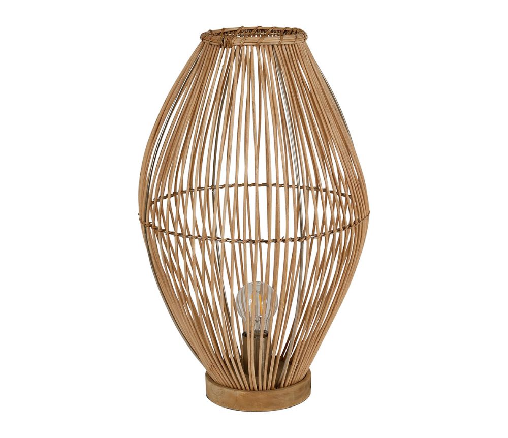 lampe rotin bois - naturel - scandinave - forme ovoide - 32x50 cm  - SEMA DESIGN