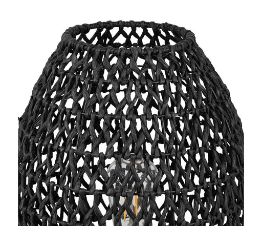 lampe corde tissée - forme ovoïde - socle bois - hauteur 35 cm - SEMA DESIGN