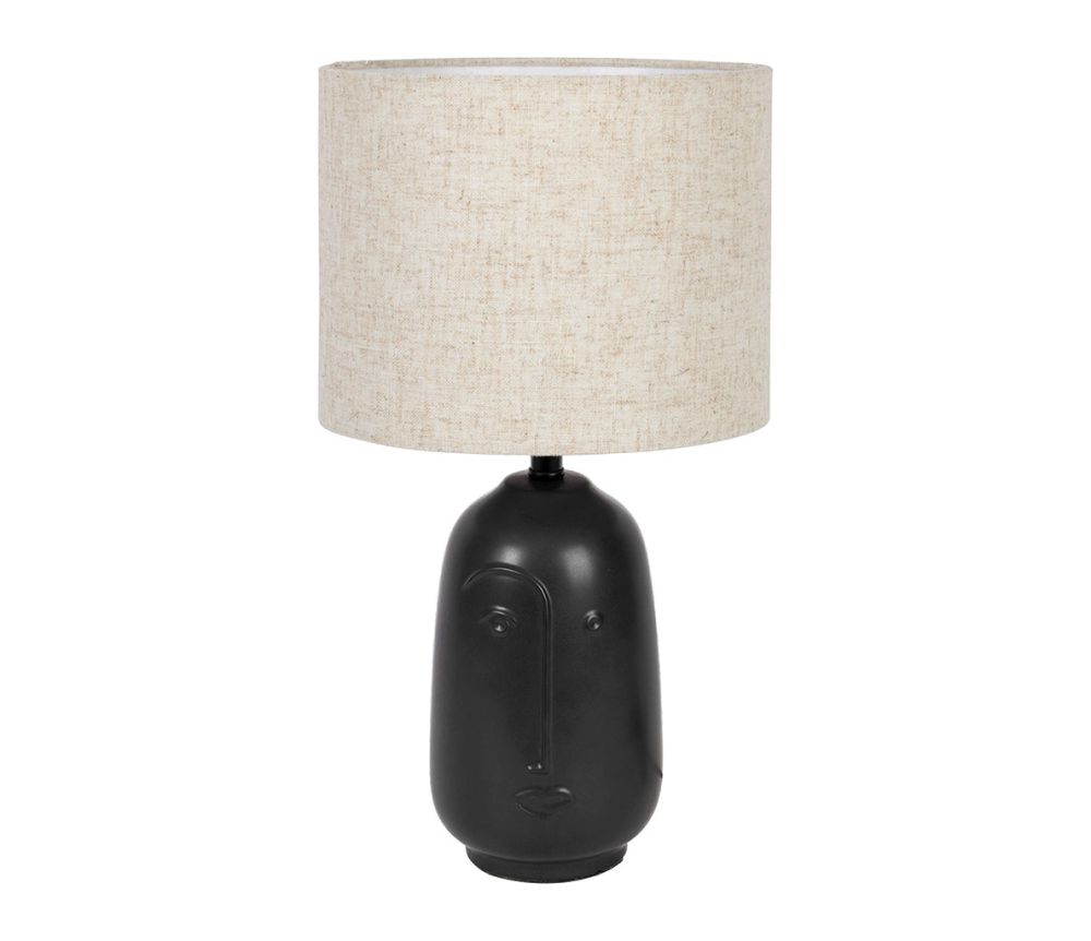 lampe à poser - figura - pied céramique noir - abat jour coton chiné beige -  D11-23XH41 cm - SEMA DESIGN