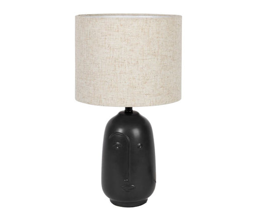 lampe à poser - figura - pied céramique noir - abat jour coton chiné beige -  D11-23XH41 cm - SEMA DESIGN