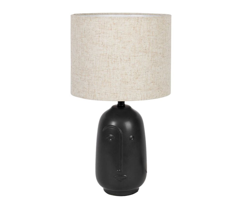 lampe à poser - figura - pied céramique noir - abat jour coton chiné beige -  D11-23XH41 cm - SEMA DESIGN