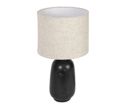 lampe à poser - figura - pied céramique noir - abat jour coton chiné beige -  D11-23XH41 cm - SEMA DESIGN
