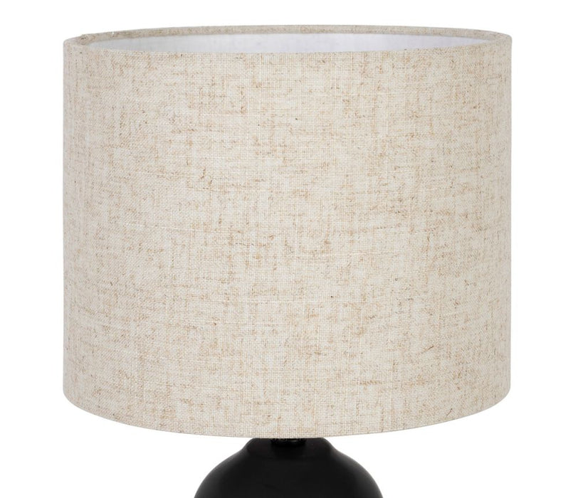 lampe à poser - figura - pied céramique noir - abat jour coton chiné beige -  D11-23XH41 cm - SEMA DESIGN