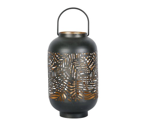lampe lanterne haute  - métal - motif végétal palmier ajouré - hauteur 29 cm -SEMA DESIGN