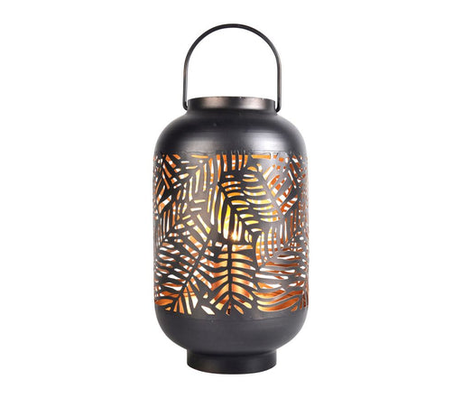 lampe lanterne haute  - métal - motif végétal palmier ajouré - hauteur 29 cm -SEMA DESIGN