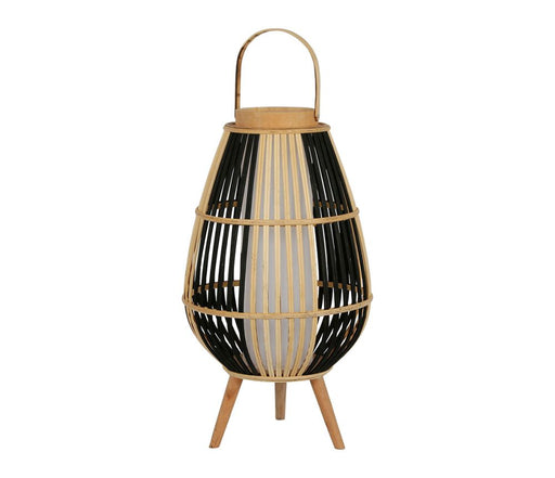 Lampe lanterne bambou sur pieds - forme poire - naturel et noire - hauteur 70cm - SEMA DESIGN 