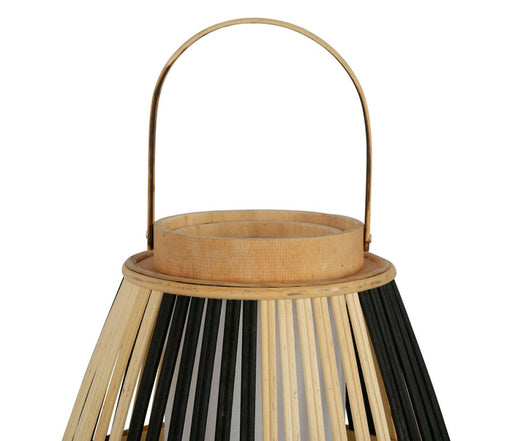 Lampe lanterne bambou sur pieds - forme poire - naturel et noire - hauteur 70cm - SEMA DESIGN 