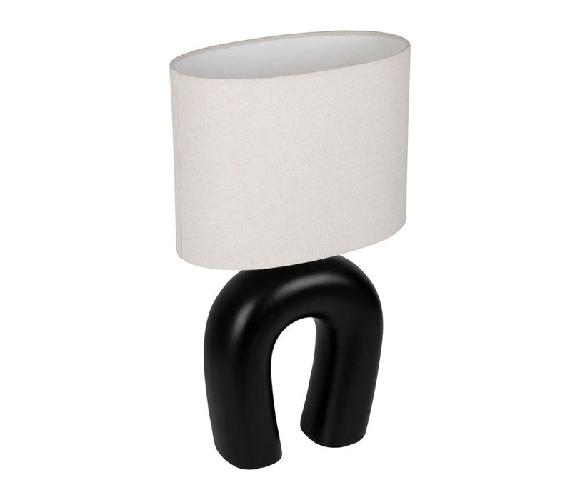 lampe à poser - design - pied céramique noir - abat jour coton écru  -  27X15XH45CM - SEMA DESIGN