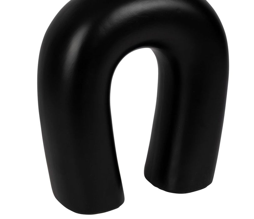 lampe à poser - design - pied céramique noir - abat jour coton écru  -  27X15XH45CM - SEMA DESIGN