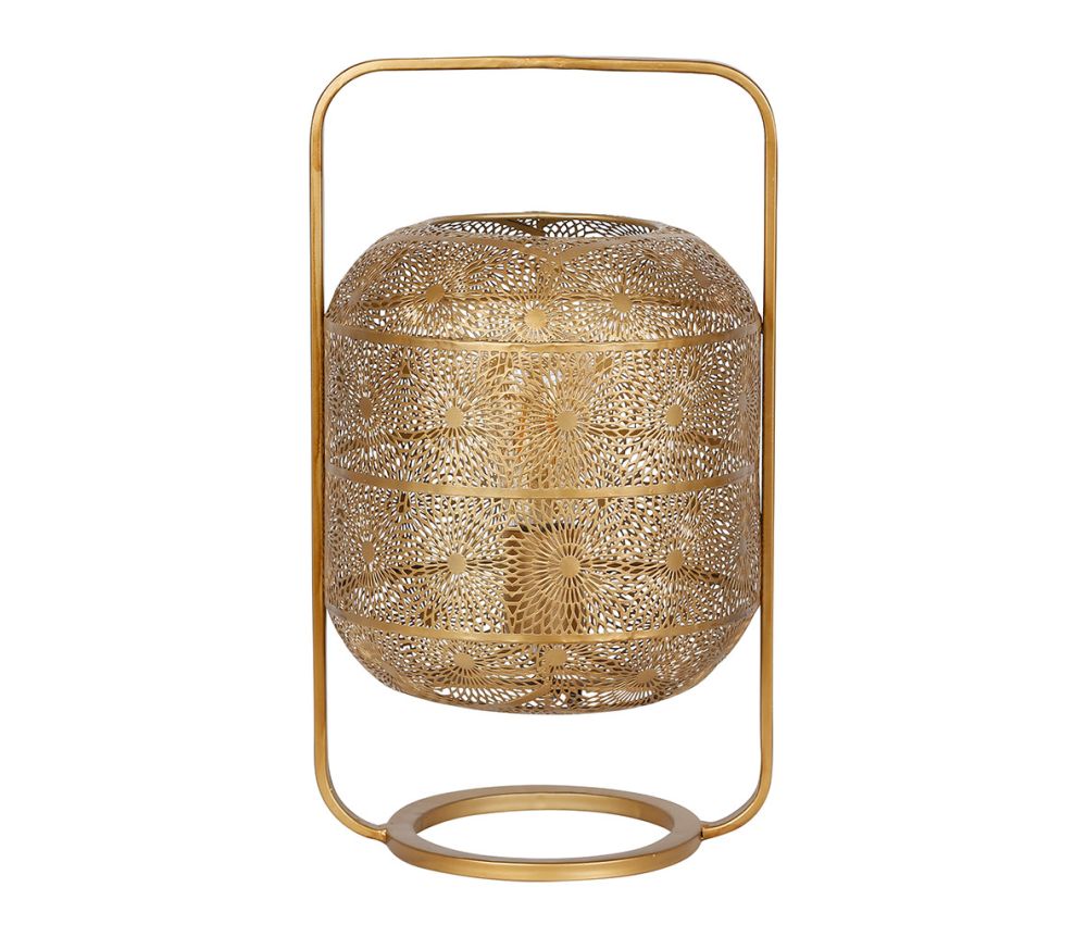 Lampe  lanterne métal  rosalie - motif geométrique ajouré - couleur laiton - hauteur 42 cm - SEMA DESIGN