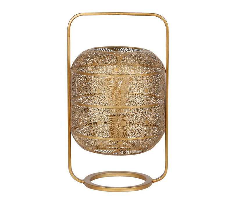 Lampe  lanterne métal  rosalie - motif geométrique ajouré - couleur laiton - hauteur 42 cm - SEMA DESIGN