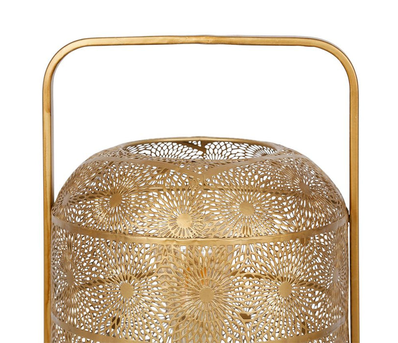 Lampe  lanterne métal  rosalie - motif geométrique ajouré - couleur laiton - hauteur 42 cm - SEMA DESIGN