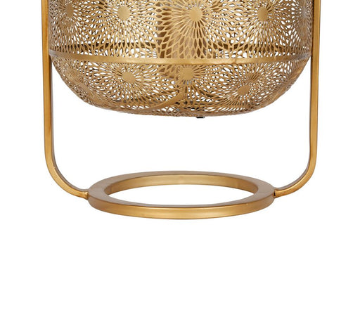 Lampe  lanterne métal  rosalie - motif geométrique ajouré - couleur laiton - hauteur 42 cm - SEMA DESIGN