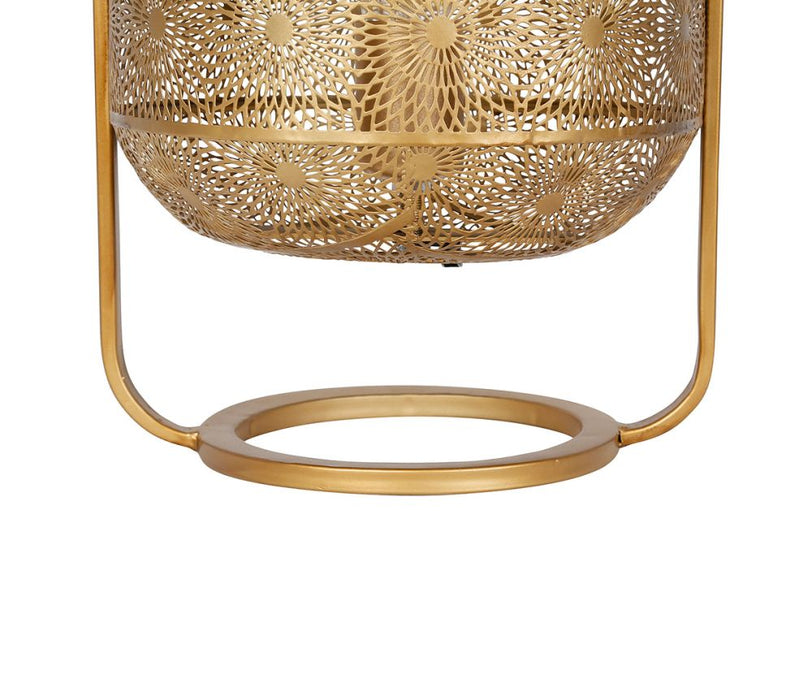 Lampe  lanterne métal  rosalie - motif geométrique ajouré - couleur laiton - hauteur 42 cm - SEMA DESIGN