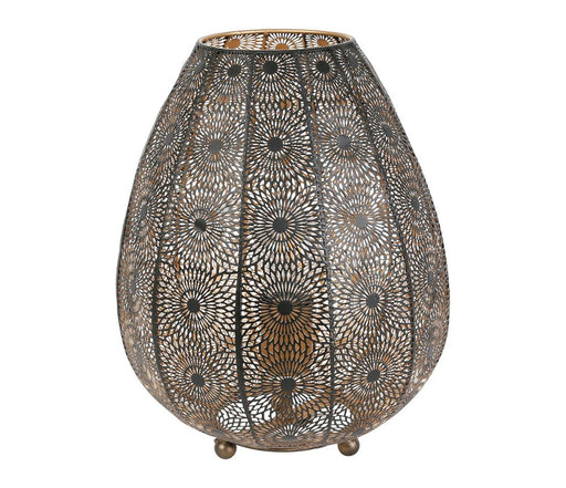 lampe métal - motif rosace ajouré - forme ovoïde - hauteur 33 cm - SEMA DESIGN