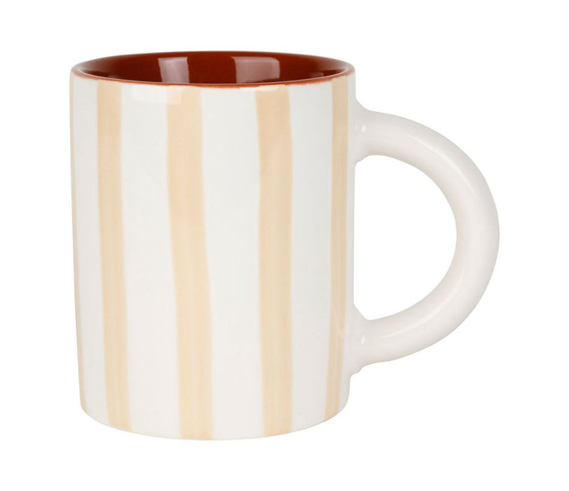 mug thé alaria rayures beige blanc - grès - 40 cl - SEMA - COTE TABLE