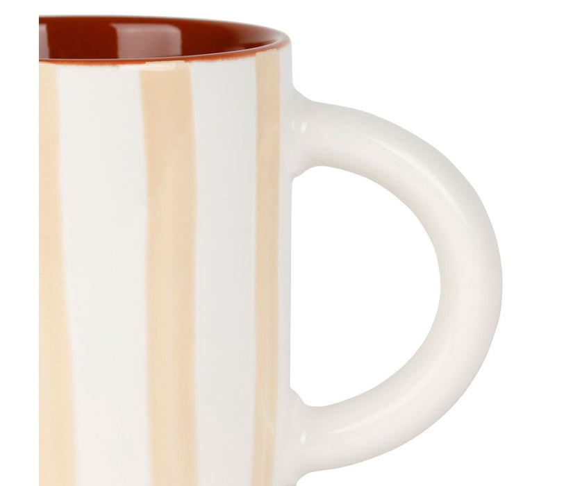 mug thé alaria rayures beige blanc - grès - 40 cl - SEMA - COTE TABLE