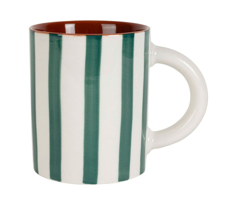 mug thé alaria rayures émeraude blanc - grès - 40 cl - SEMA - COTE TABLE
