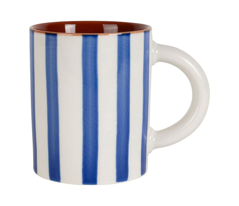 mug thé alaria rayures bleu blanc - grès - 40 cl - SEMA - COTE TABLE