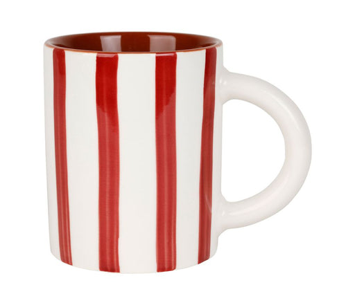 mug thé alaria rayures rouge bordeaux blanc - grès - 40 cl - SEMA - COTE TABLE
