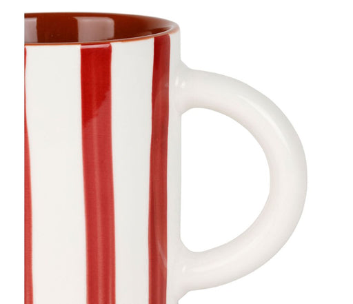 mug thé alaria rayures rouge bordeaux blanc - grès - 40 cl - SEMA - COTE TABLE