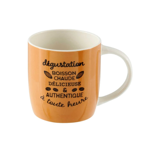 mug porcelaine - authentique - thé café - fond marron - écriture noire- DLP