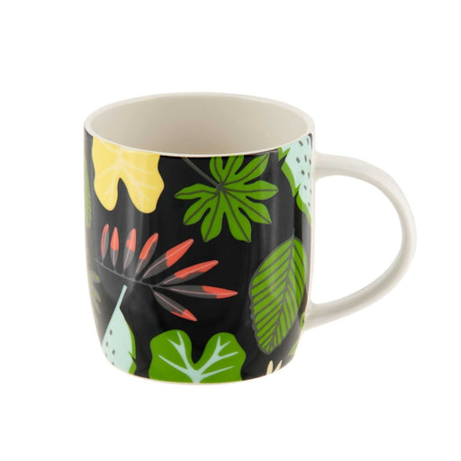 mug porcelaine - tropico - thé café - fond noir - motif feuillage - DLP