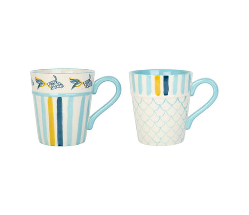 mug été à la mer  - grès - décor bleu assorti - 35 cl - SEMA DESIGN