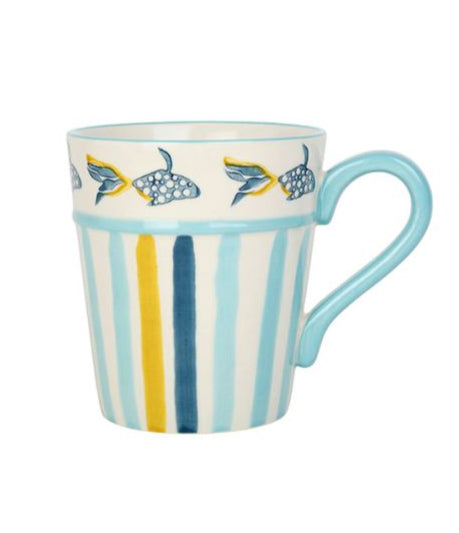 mug été à la mer  - grès - décor poisson bleu assorti - 35 cl - SEMA DESIGN