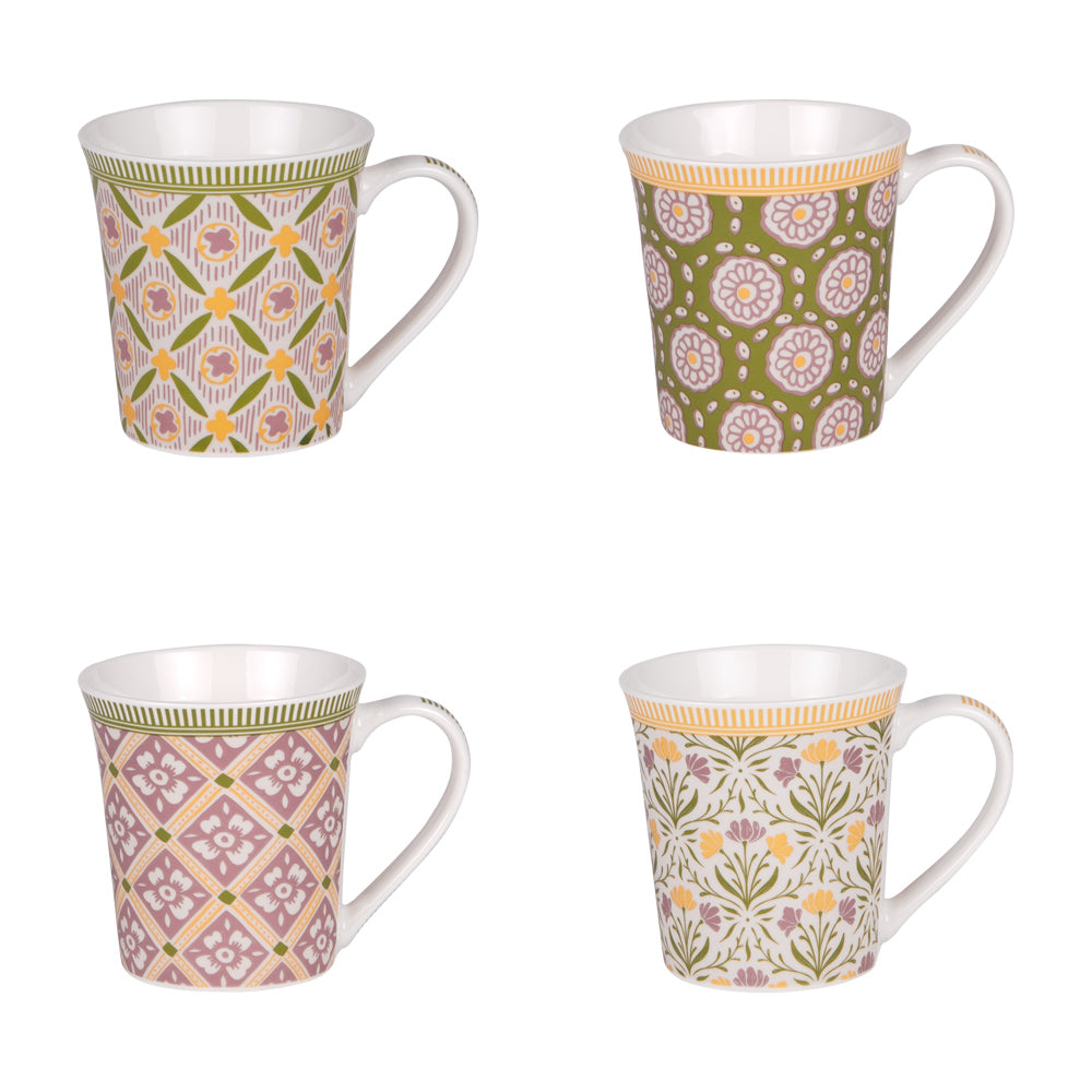 mug porcelaine - collection chester - mulitcolore - 38cl - coffret cadeau 4 mugs - Table Passion