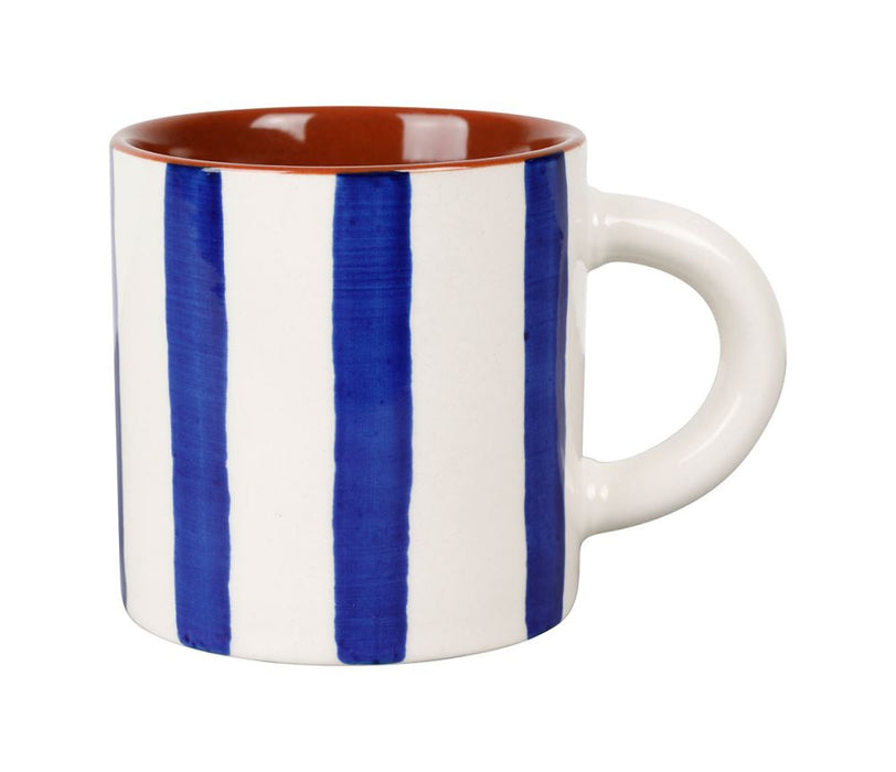 tasse à café alaria rayures bleu blanc - grès - 17 cl - SEMA - COTE TABLE