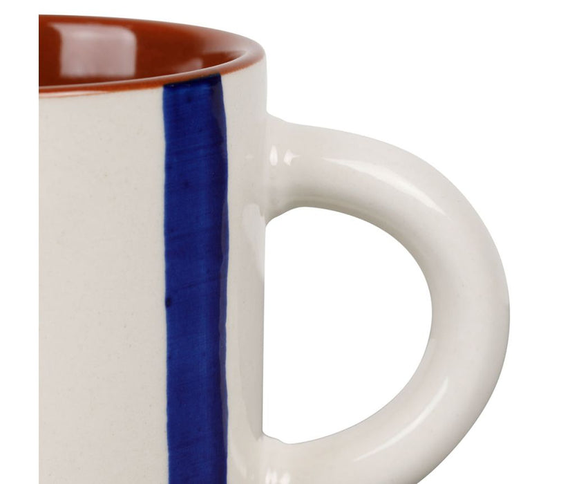 tasse à café alaria rayures bleu blanc - grès - 17 cl - SEMA - COTE TABLE