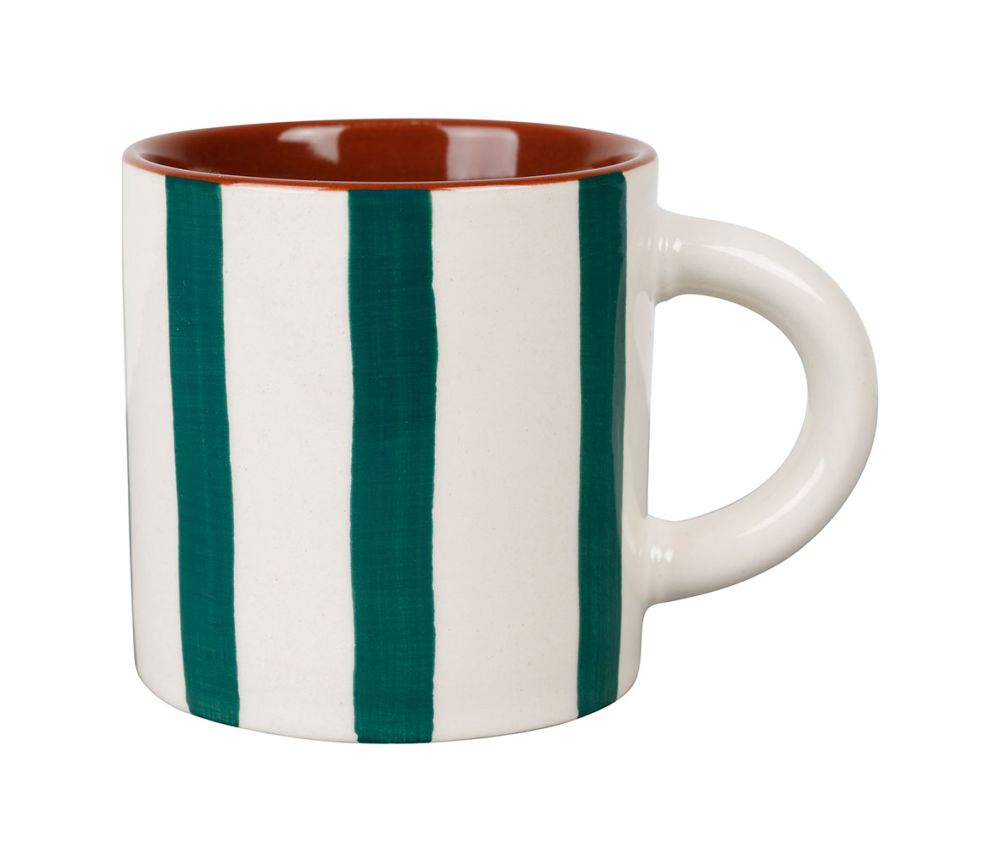 tasse à café alaria rayures émeraude blanc - grès - 17 cl - SEMA - COTE TABLE