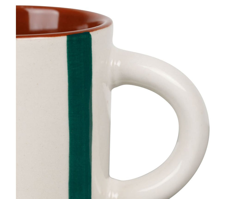 tasse à café alaria rayures émeraude blanc - grès - 17 cl - SEMA - COTE TABLE