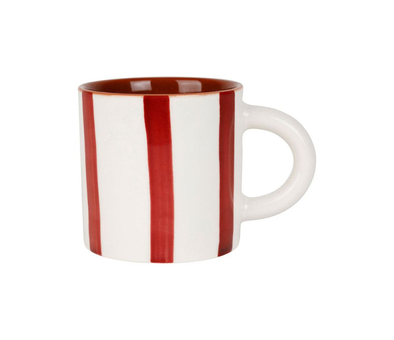 tasse à café alaria rayures rouge bordeaux blanc - grès - 17 cl - SEMA - COTE TABLE