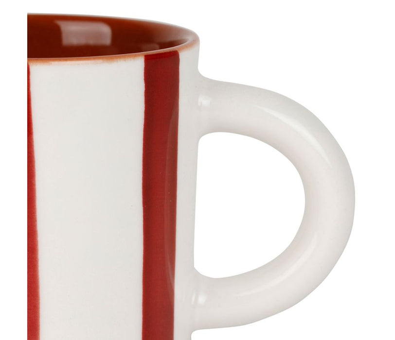 tasse à café alaria rayures rouge bordeaux blanc - grès - 17 cl - SEMA - COTE TABLE